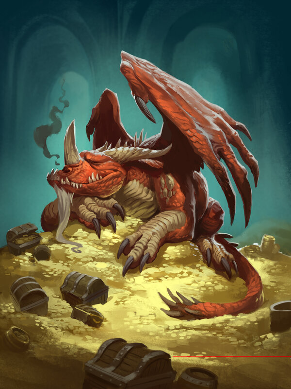 Red Dragon on Treasure