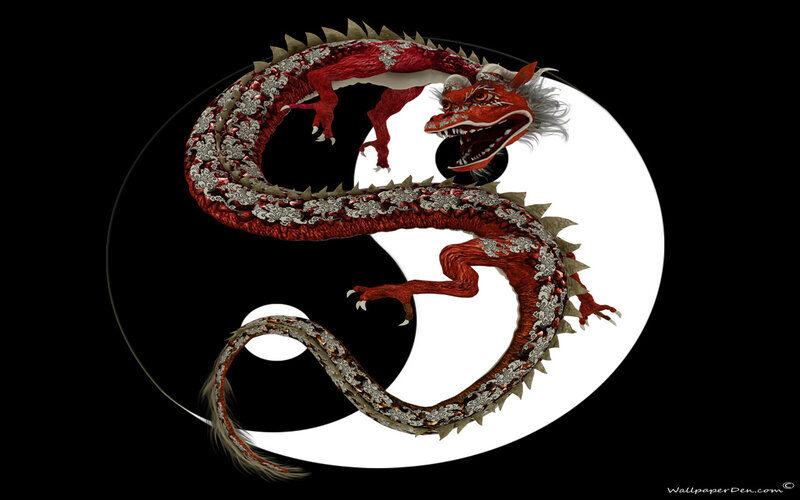 Red Dragon on Yin-yang
