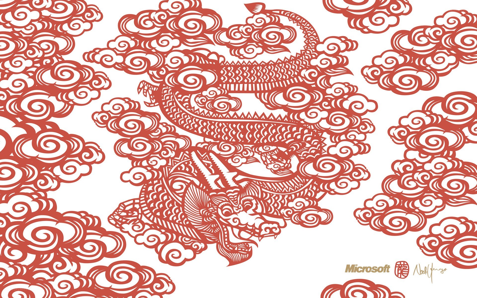 Red dragon paper cut art