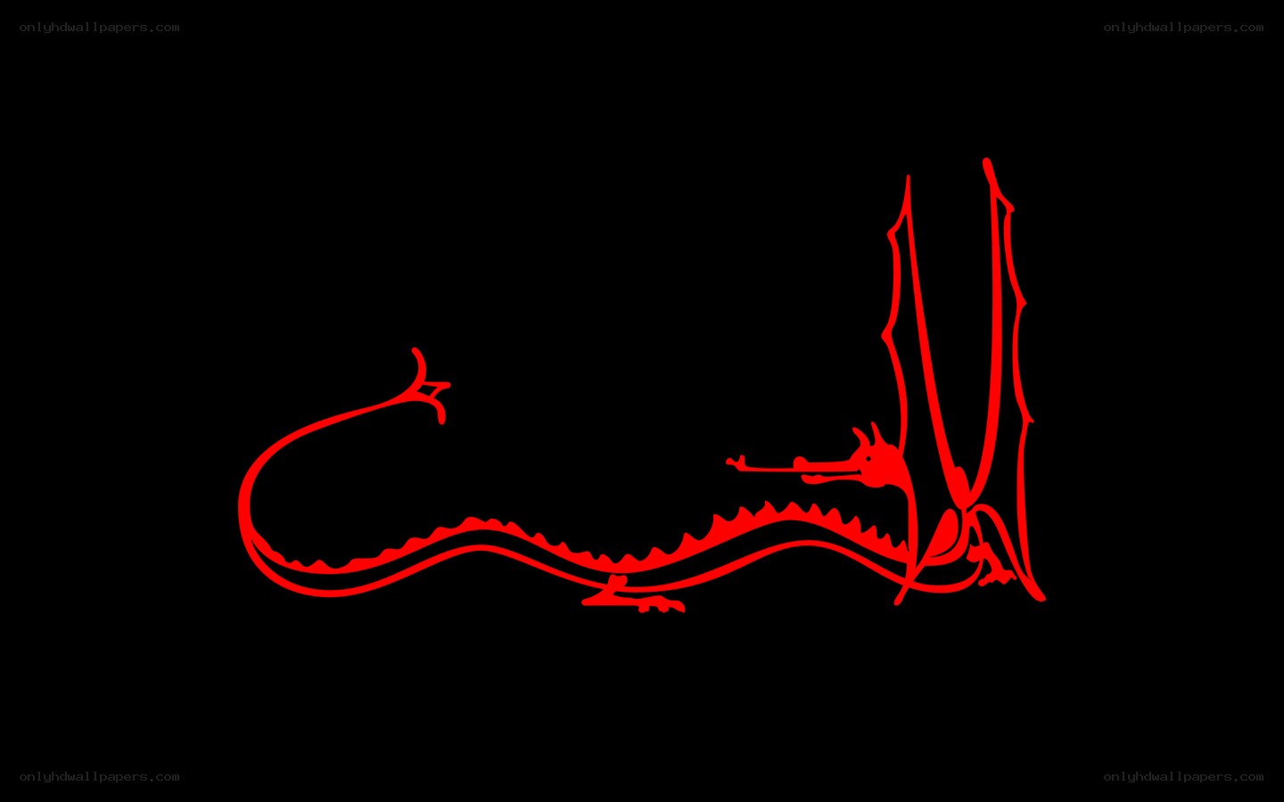 Red dragon silhouette