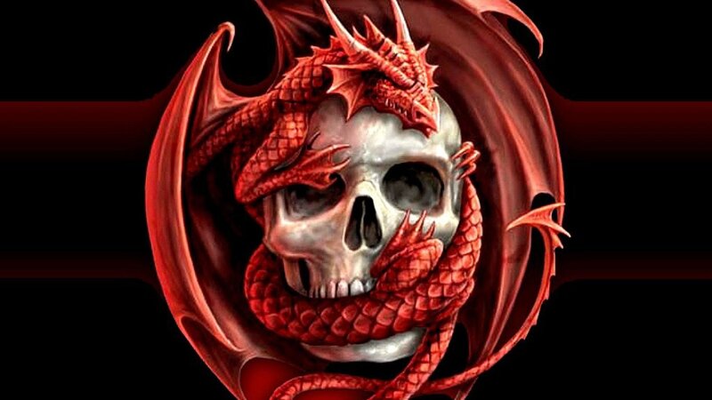 red dragon skull art