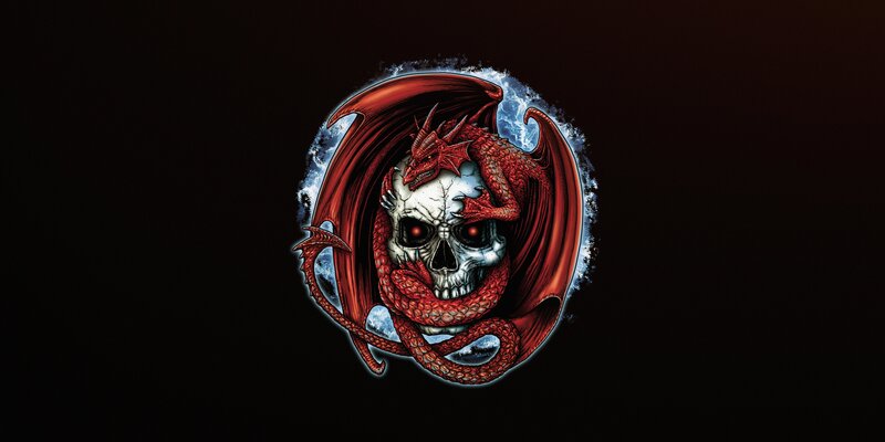 Red Dragon Skull — Black