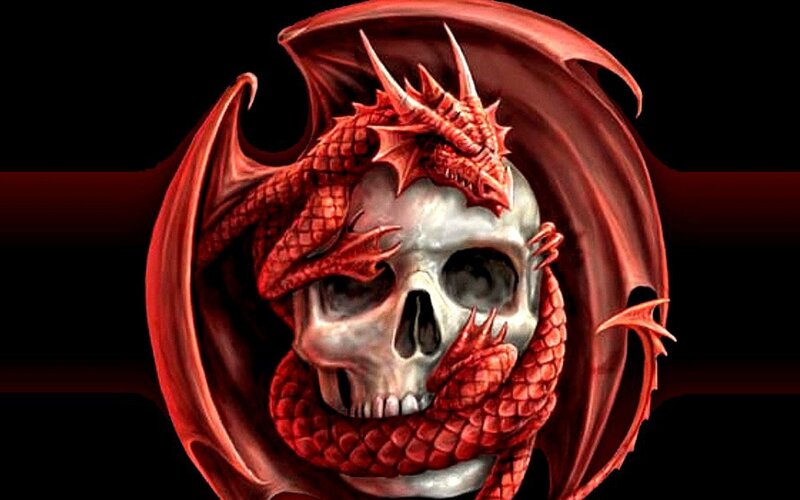 Red Dragon Skull — Dark