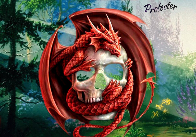 Red Dragon Skull