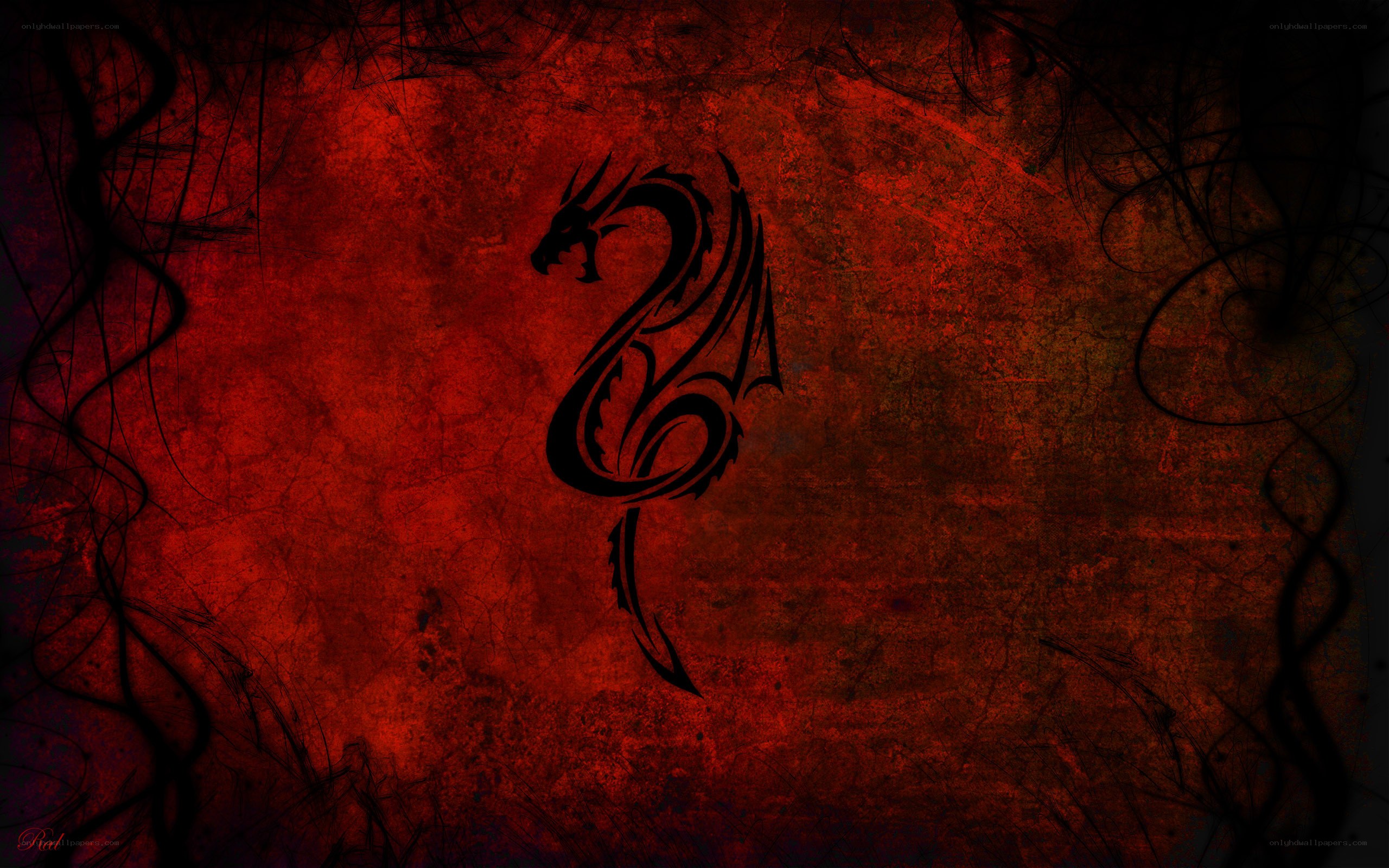 Red dragon tribal art
