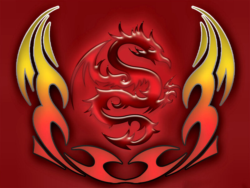Red Dragon with Flames