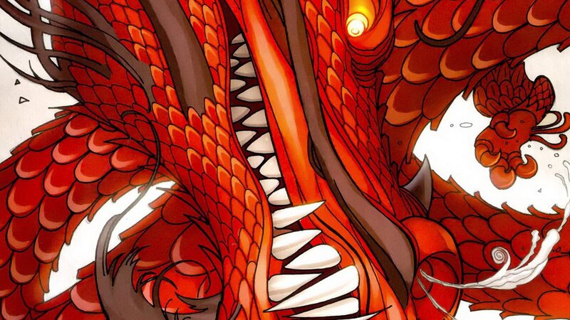 red dragon with open mouth
