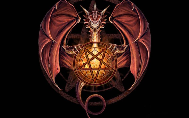Red Dragon with Pentagram
