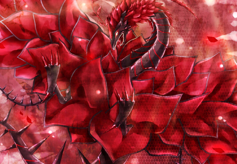 Red Dragon with Rose Petals