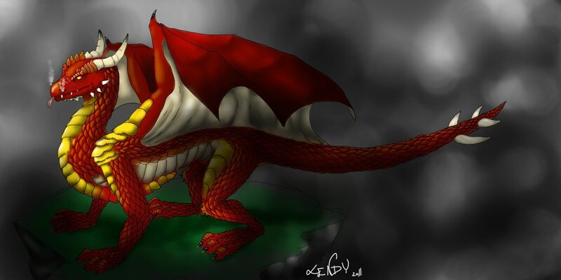 red dragon with wings spread