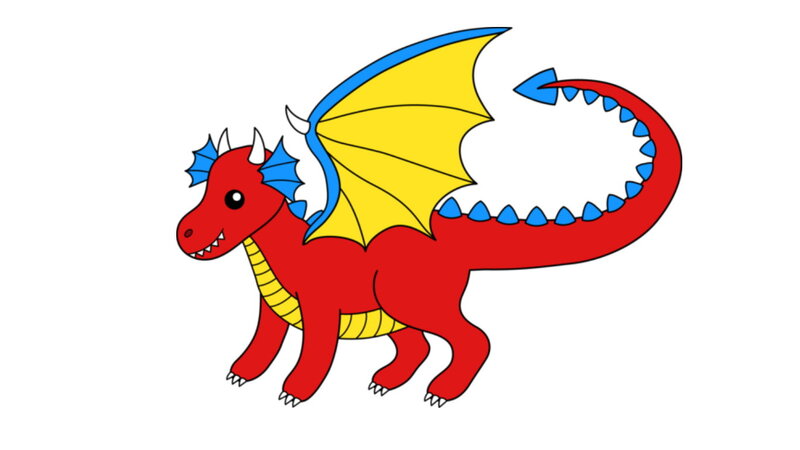 Red Dragon with Yellow Wings