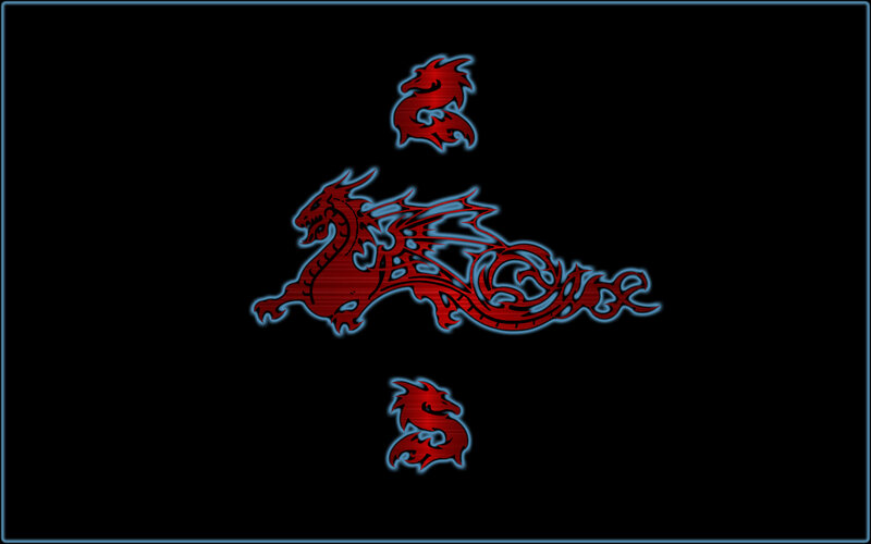 red dragons on black background