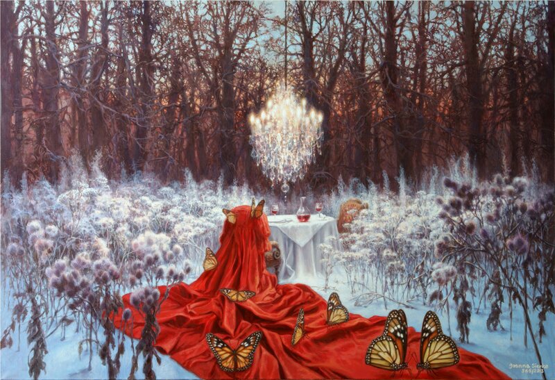 Red-draped Figure in Forest