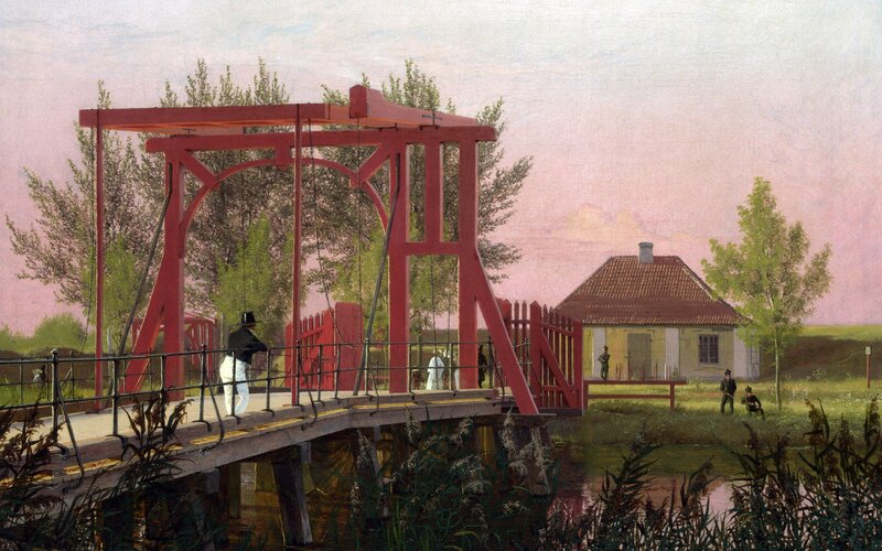 Red Drawbridge at Dusk
