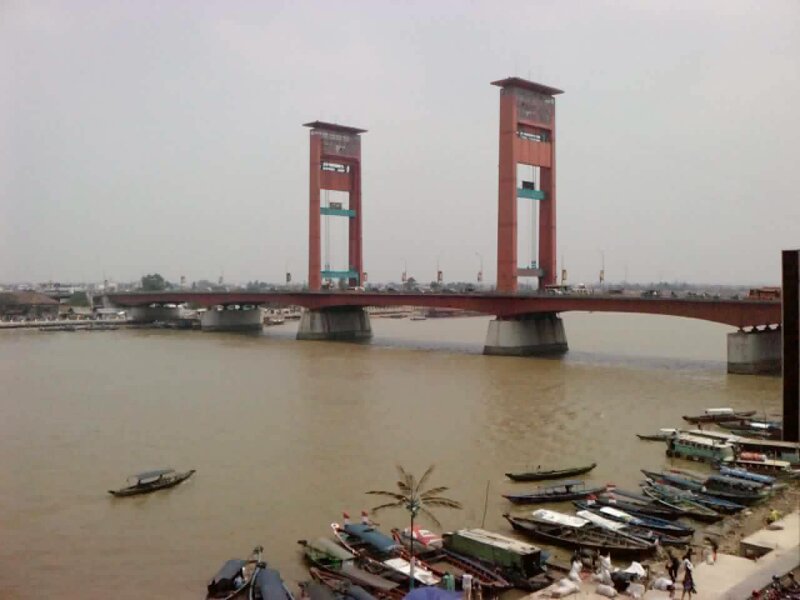 Red Drawbridge over River