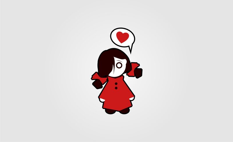 red dress girl with heart