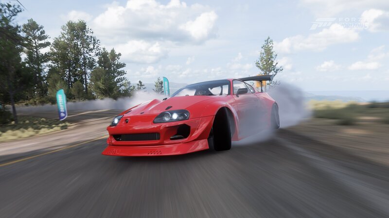 Red Drift Car — Dynamic, Afternoon, 3d Render, Road