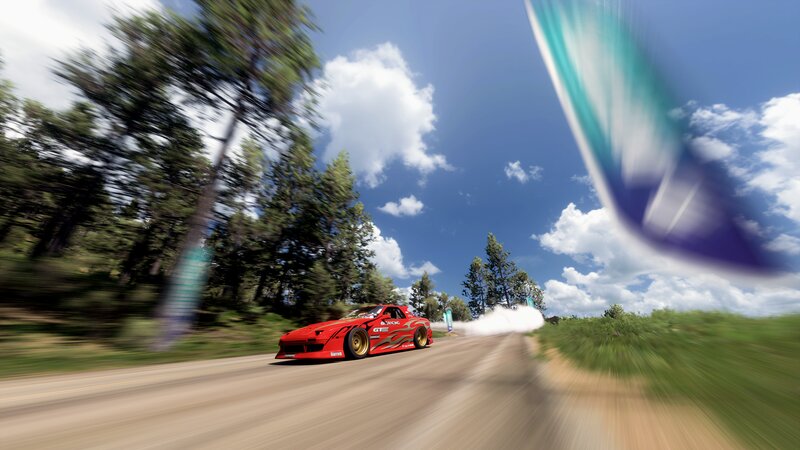 Red Drift Car — Dynamic, Afternoon, 3d Render, Trees