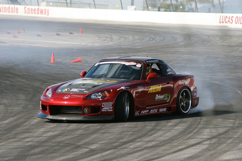 Red Drift Car — Dynamic, Afternoon, Photograph, Race Track