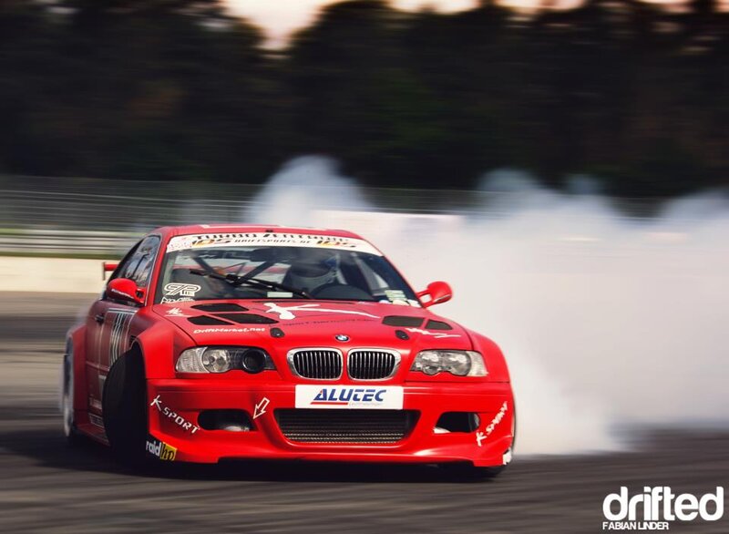 Red Drift Car — Dynamic, Afternoon, Photograph, Smoke, Race Track