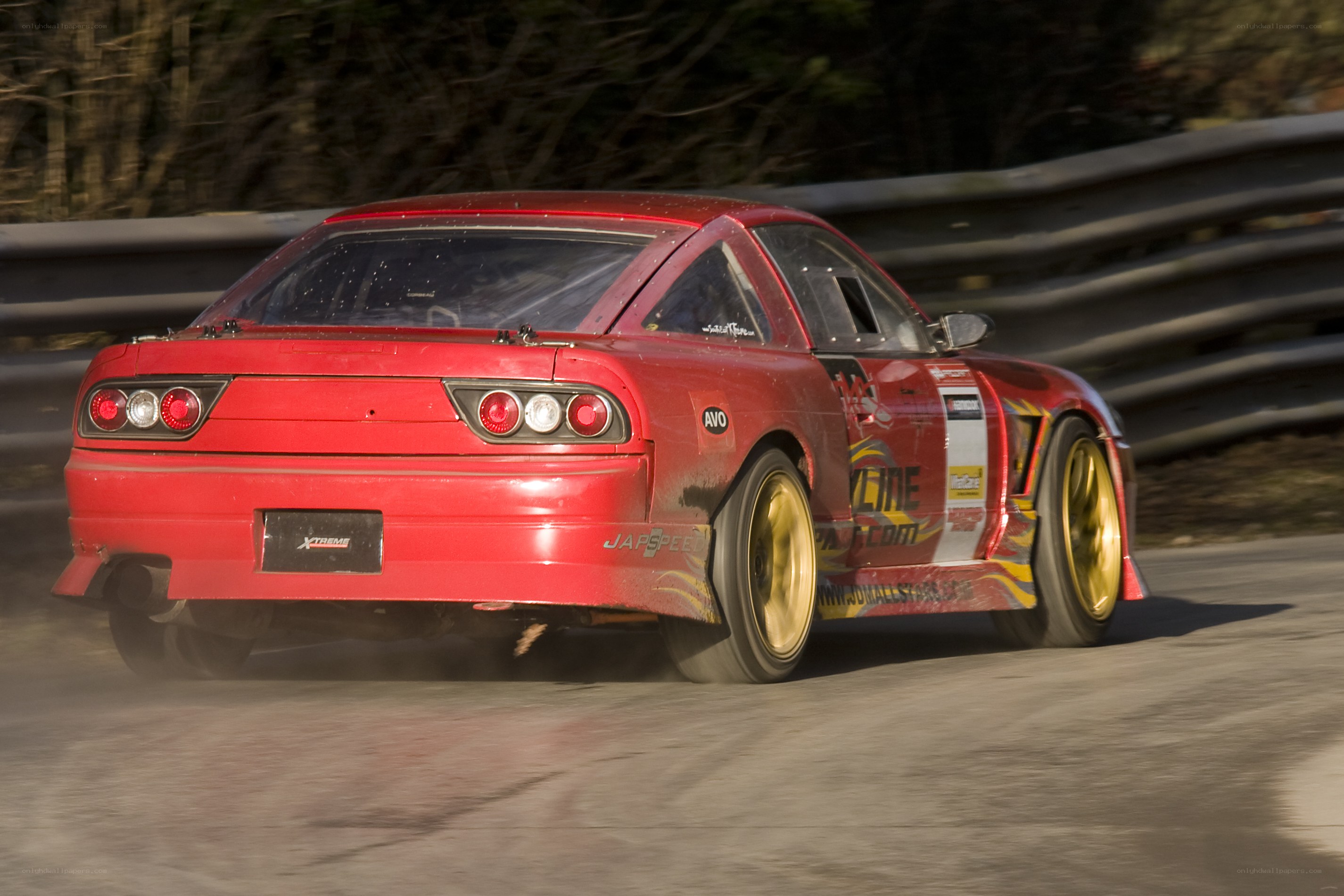 red drift car on track