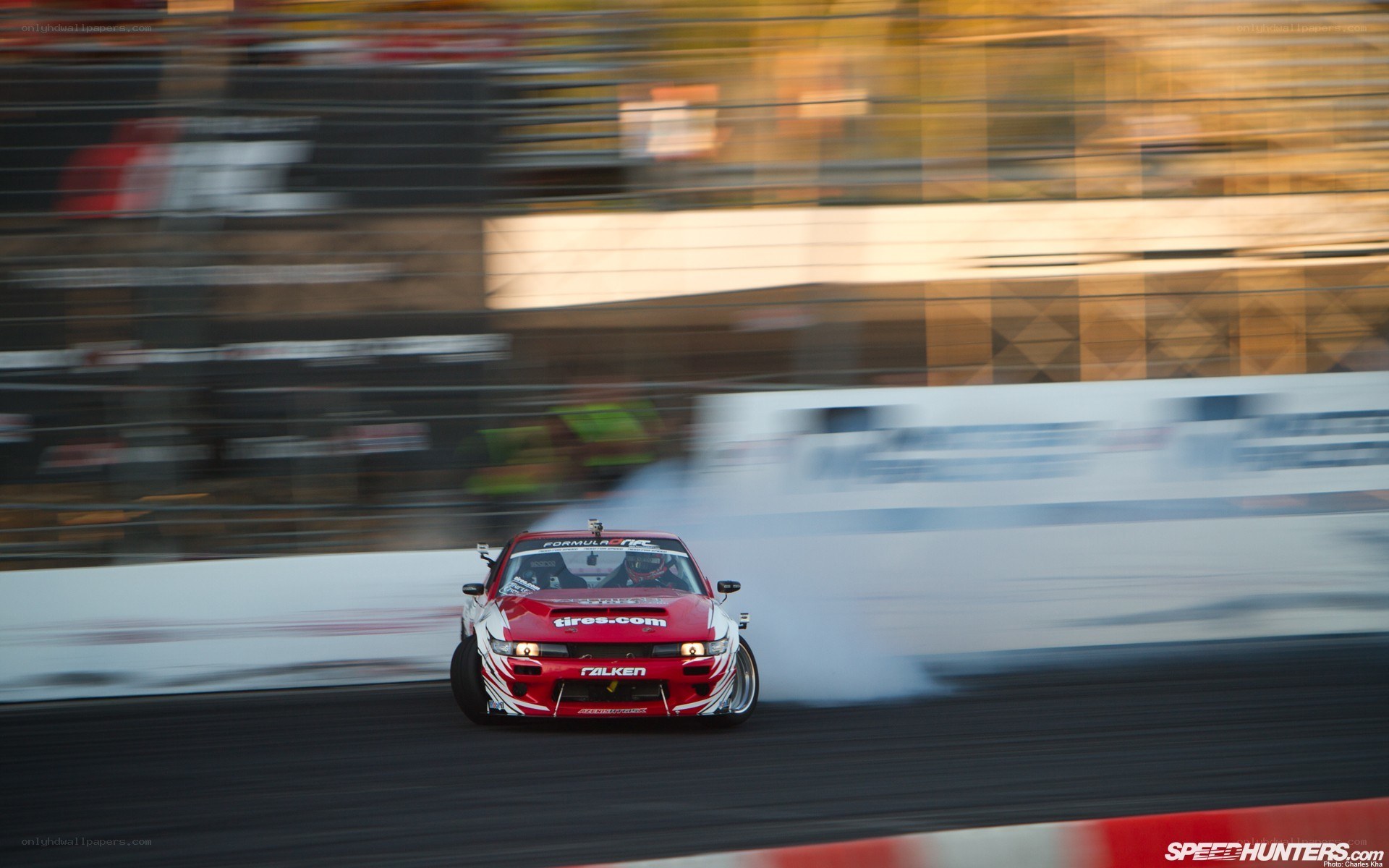 Red drift car on track