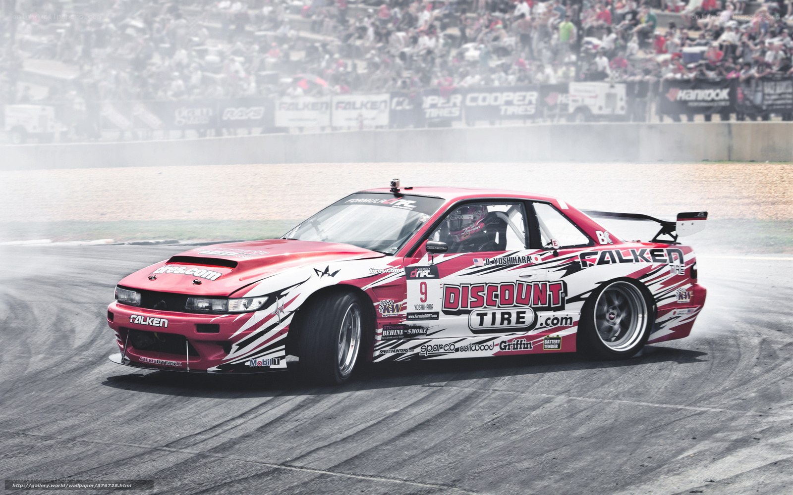 Red drift car on track