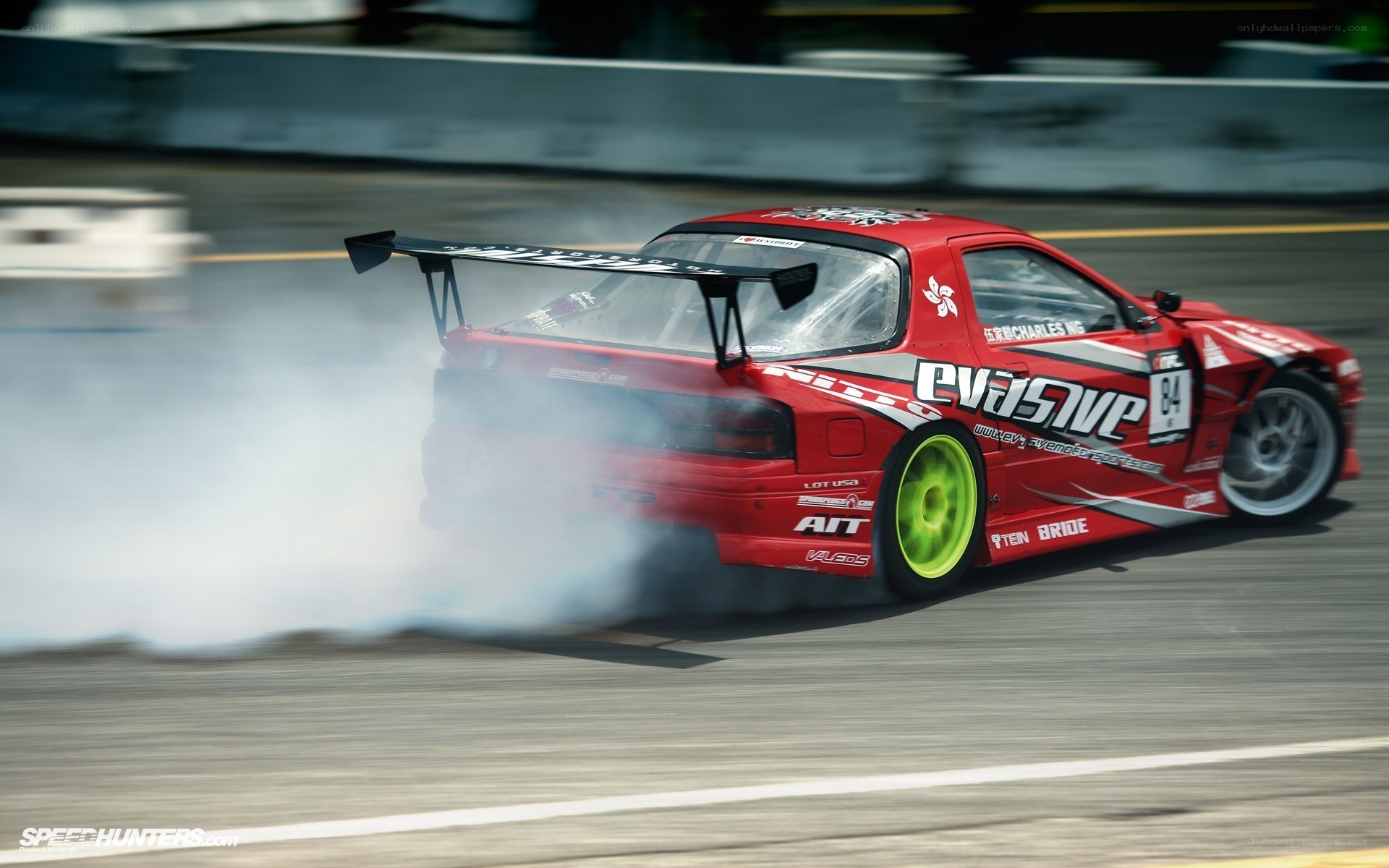 Red drift car on track