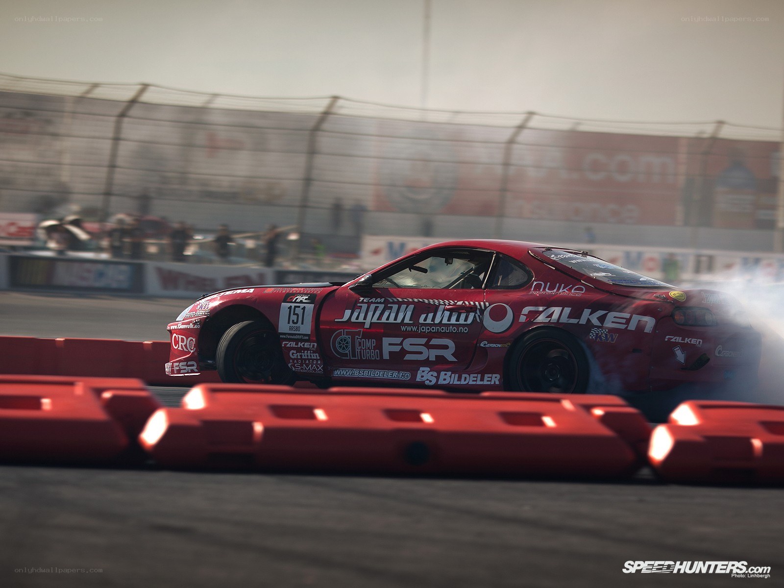 Red drift car on track