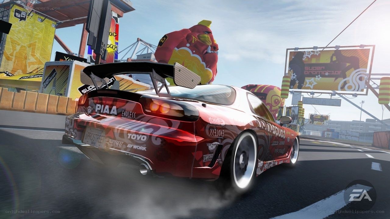 red drift car on track
