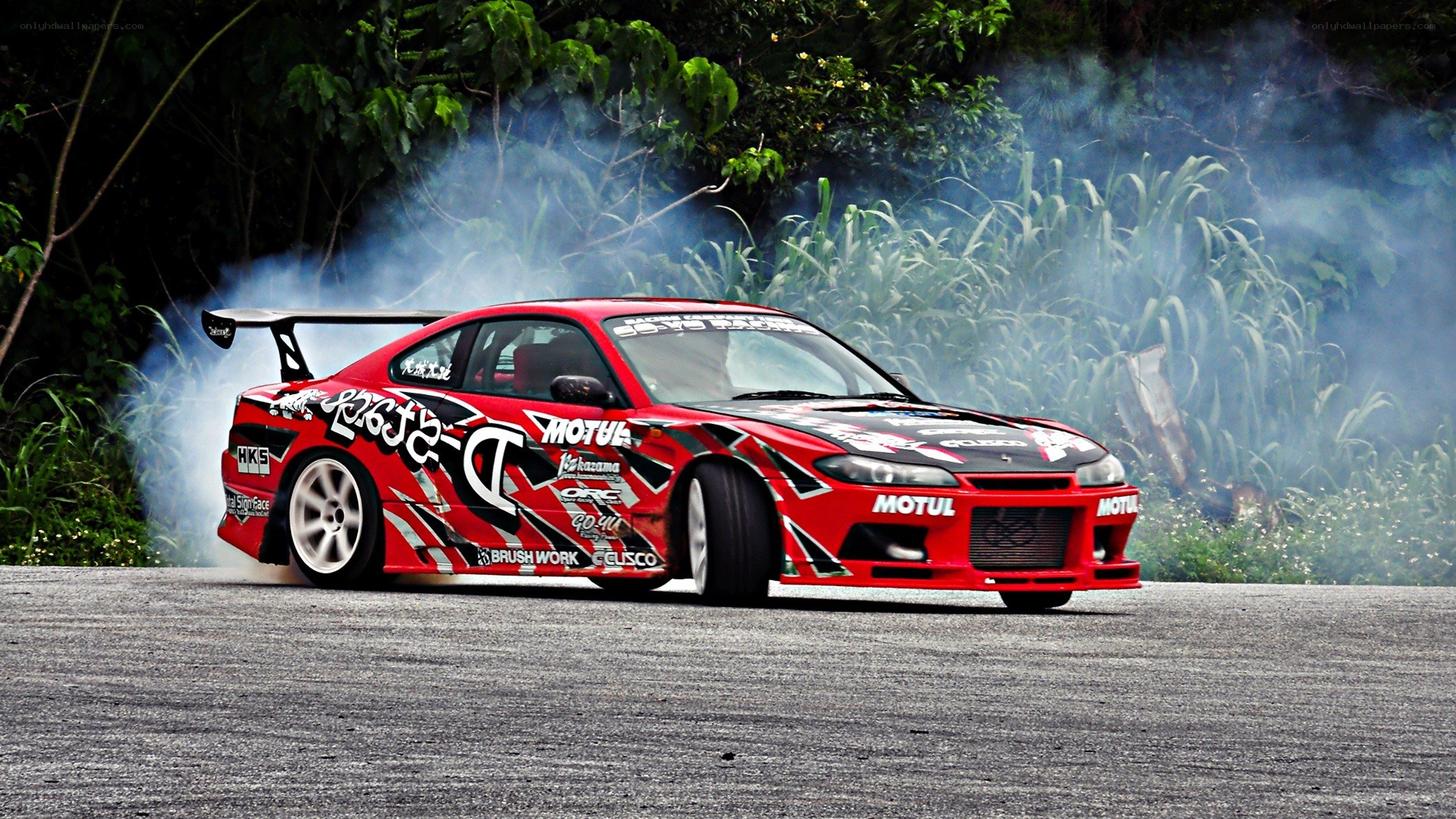 red drift car on track