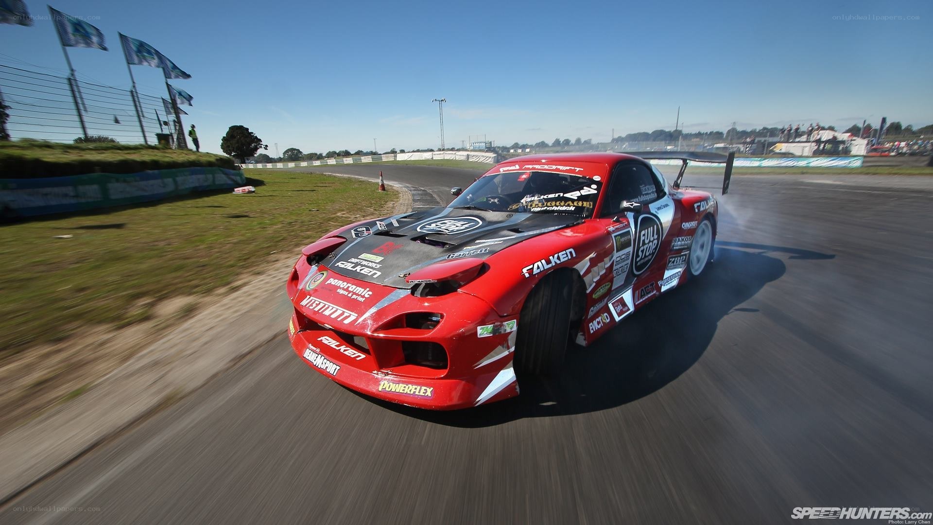 Red drift car on track