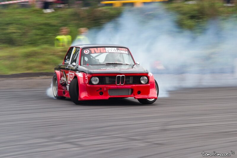 Red drift car on track