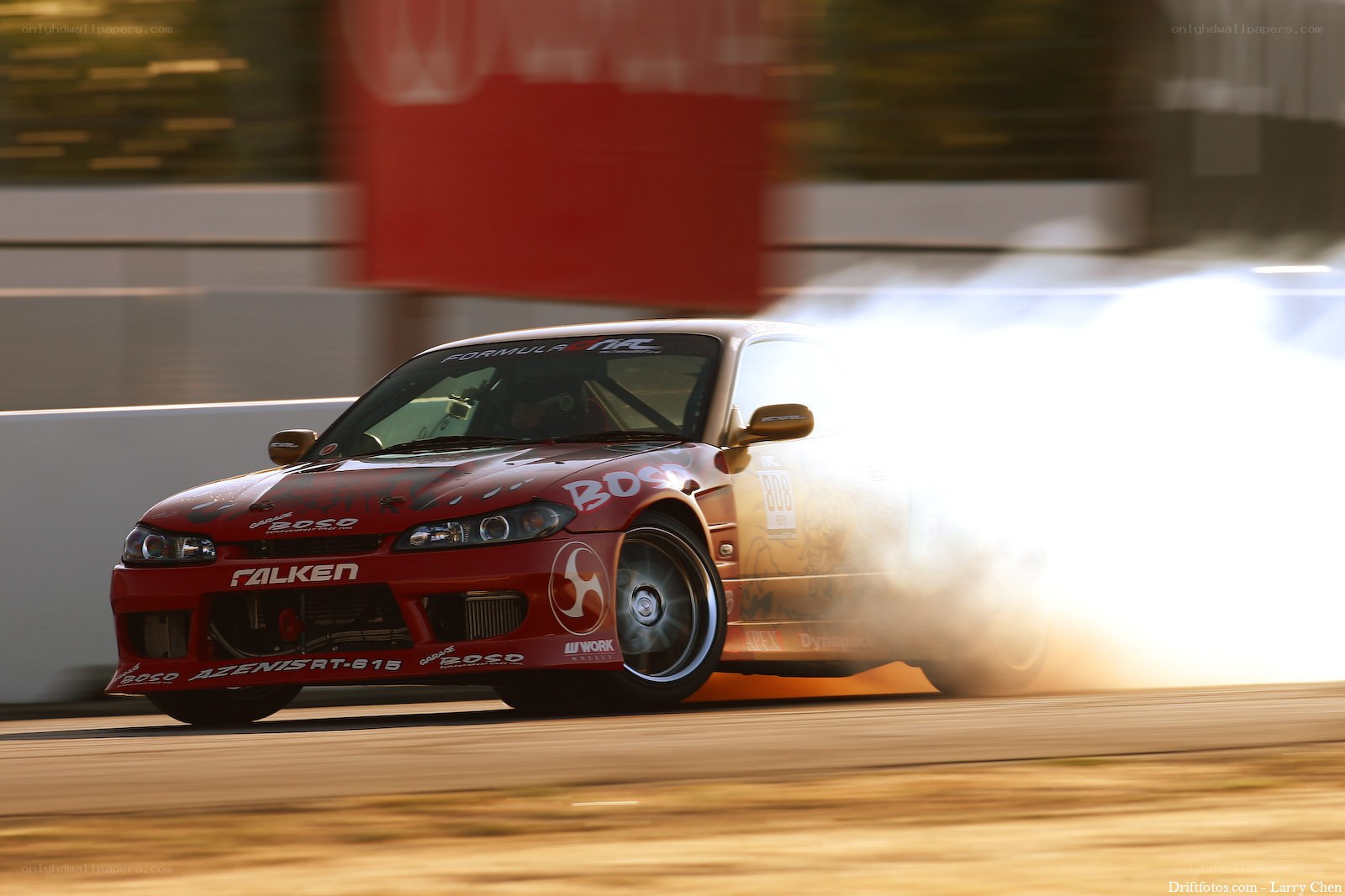 Red drift car on track