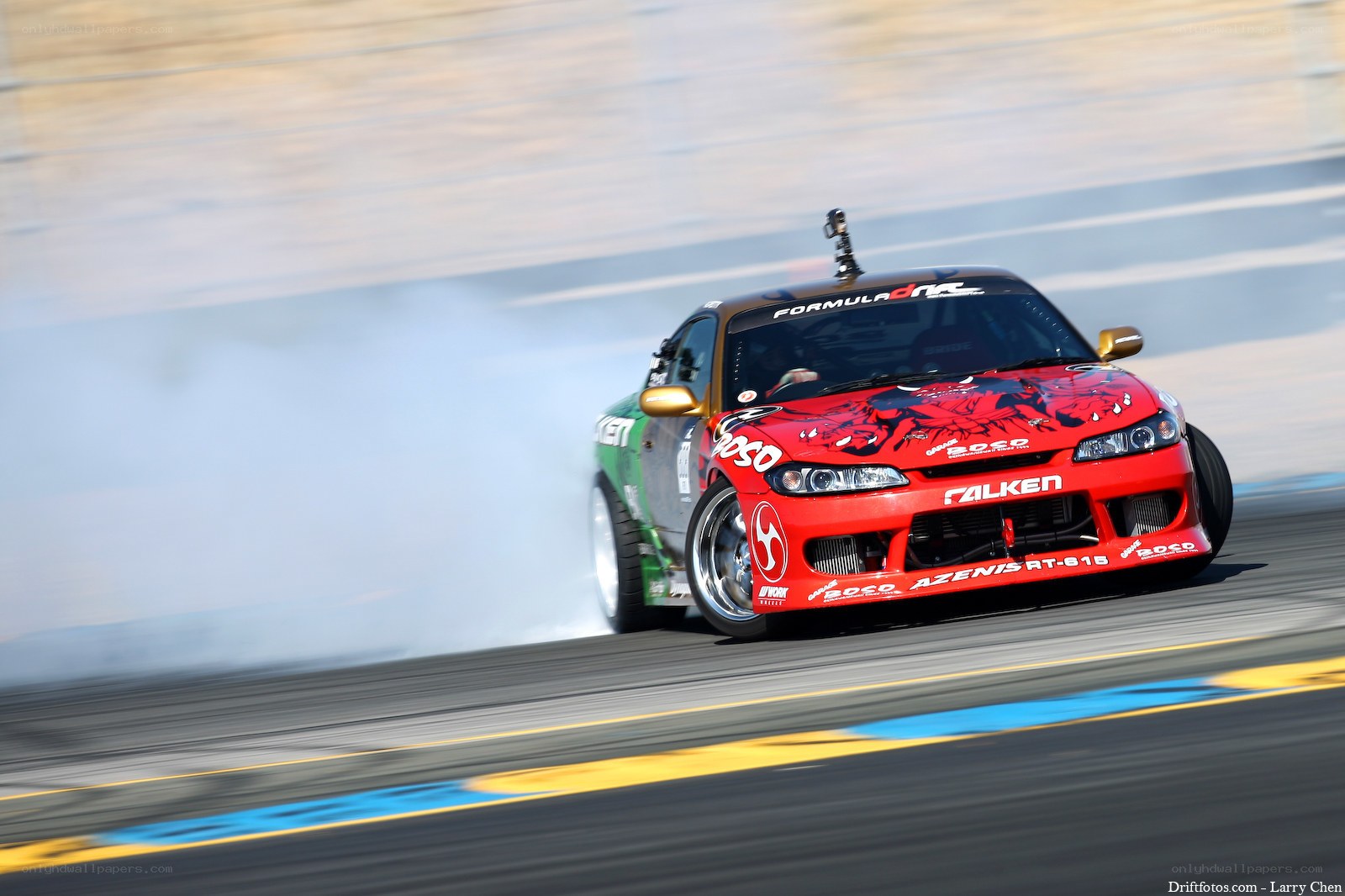 Red drift car on track