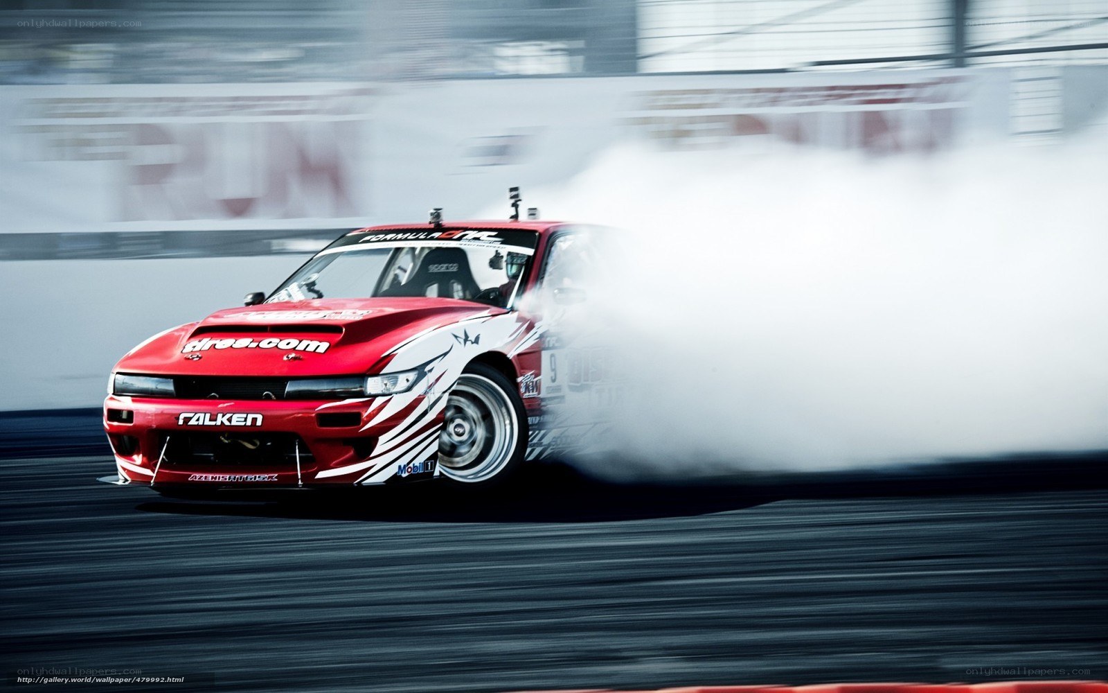 Red drift car on track