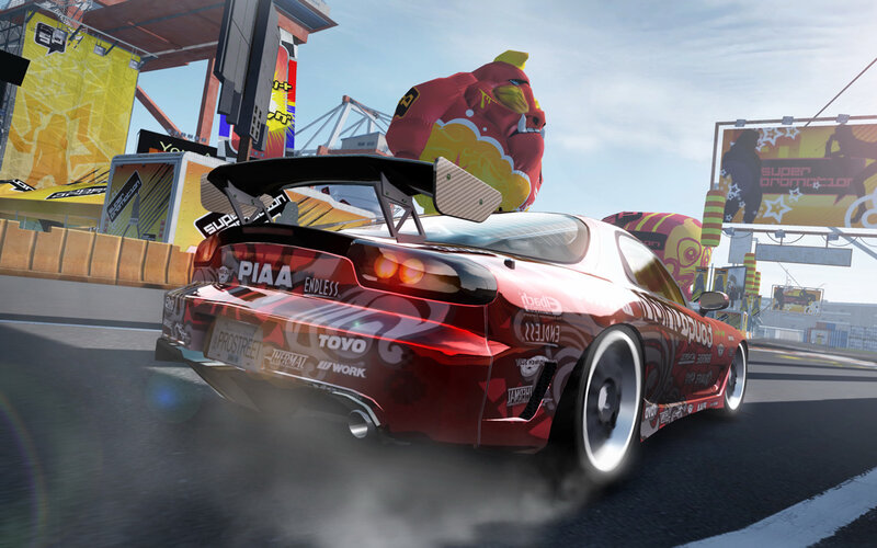 Red Drift Car on Track — Dynamic, Afternoon