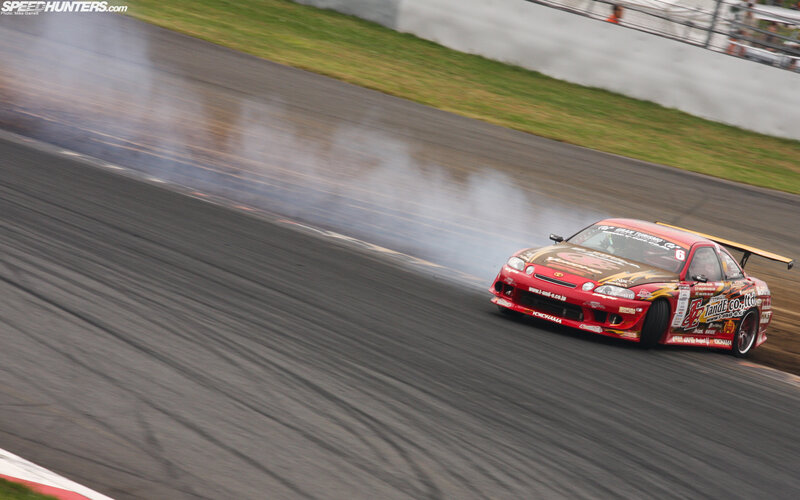 Red Drift Car on Track — Dynamic, Photograph