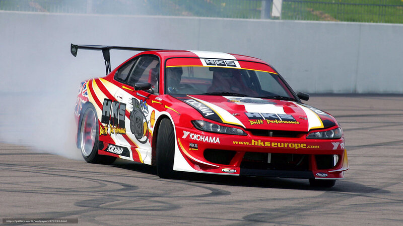 Red drift car on track