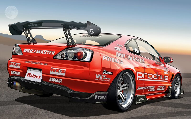 red drift car with decals