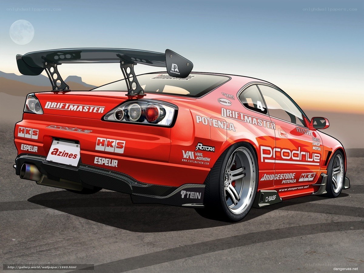 red drift car with decals