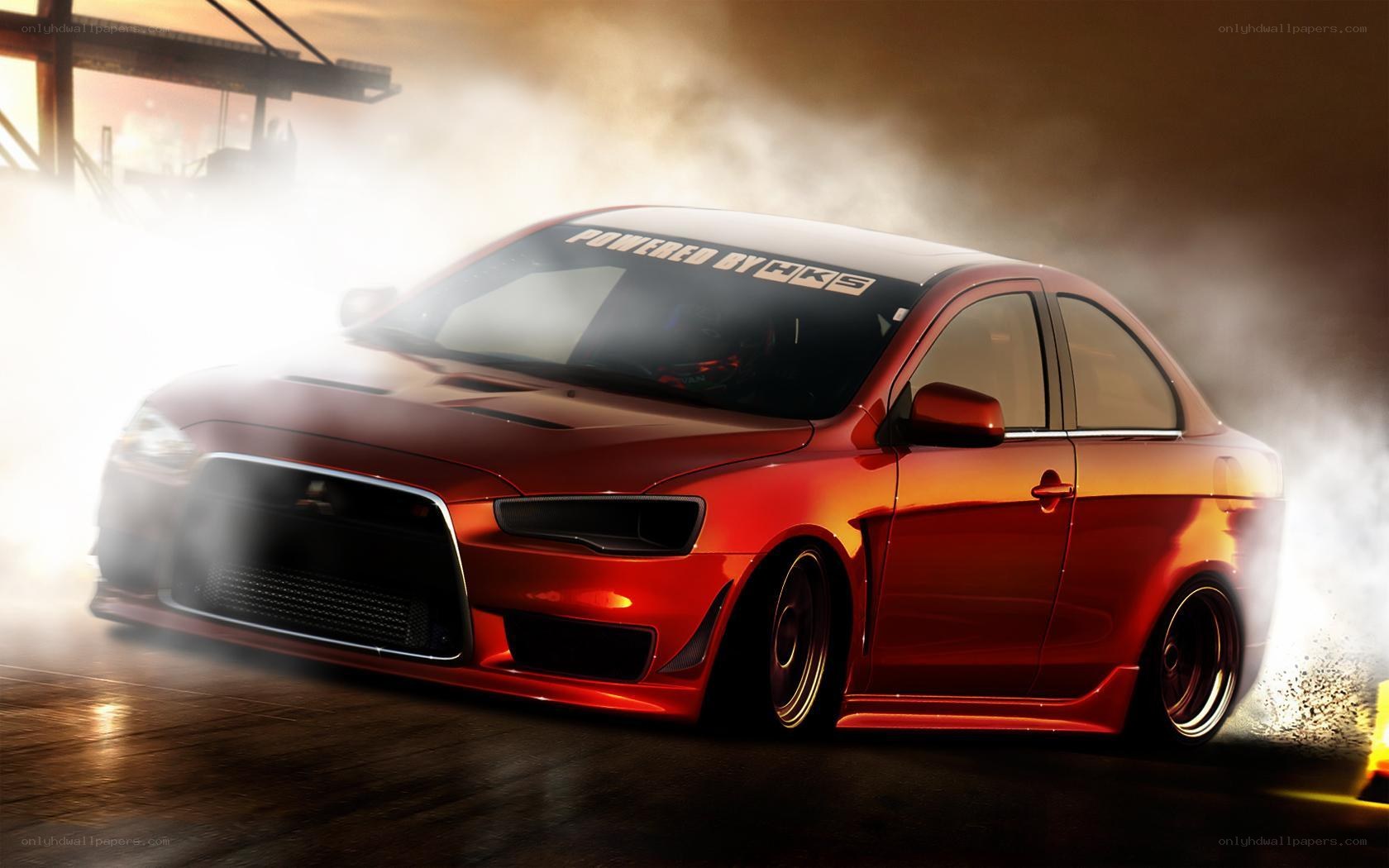 Red drift car with HKS branding