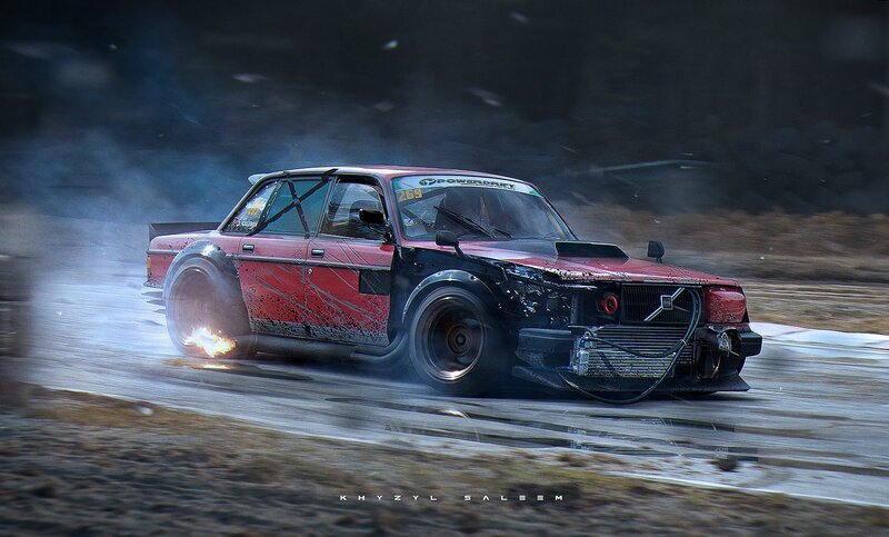 Red Drifting Car