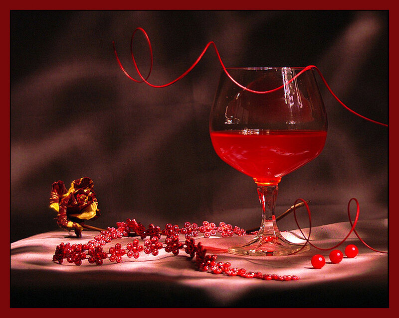 Red Drink in Glass — Dramatic
