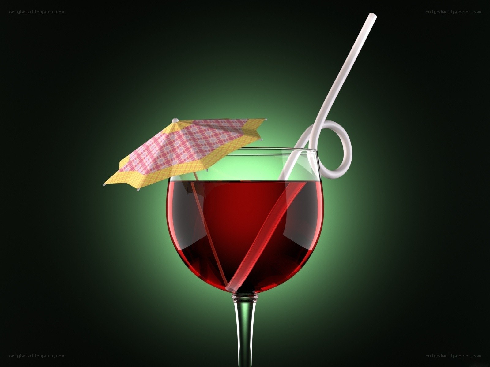 Red drink with umbrella and straw