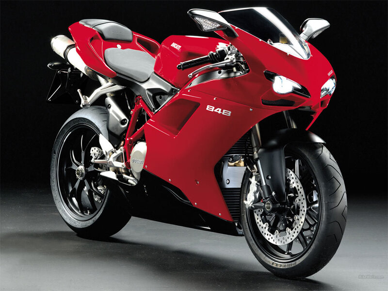 Red Ducati 848 motorcycle