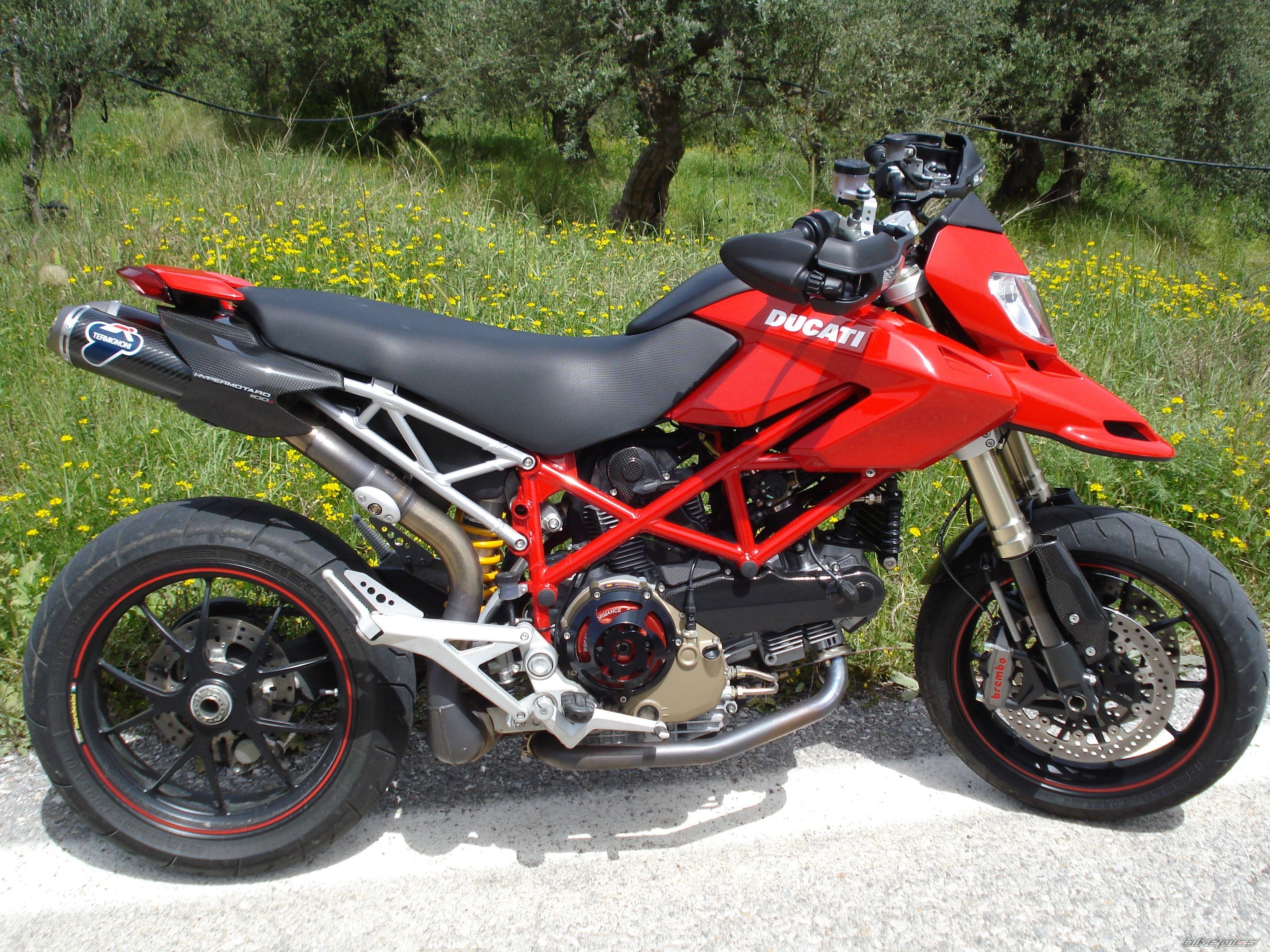 Red Ducati Hypermotard motorcycle