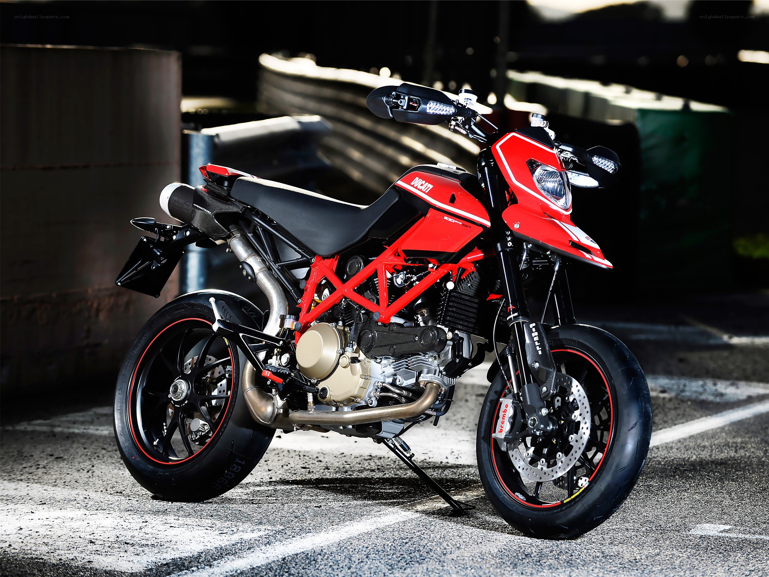 Red Ducati Hypermotard motorcycle