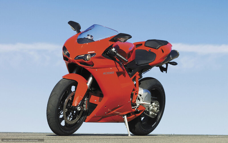 Red Ducati Motorcycle — Clear, Afternoon