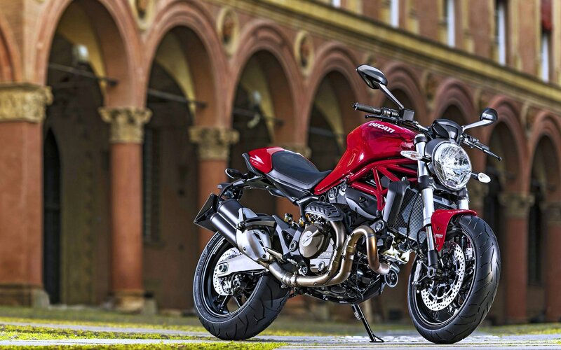 Red Ducati Motorcycle — Dramatic, Afternoon